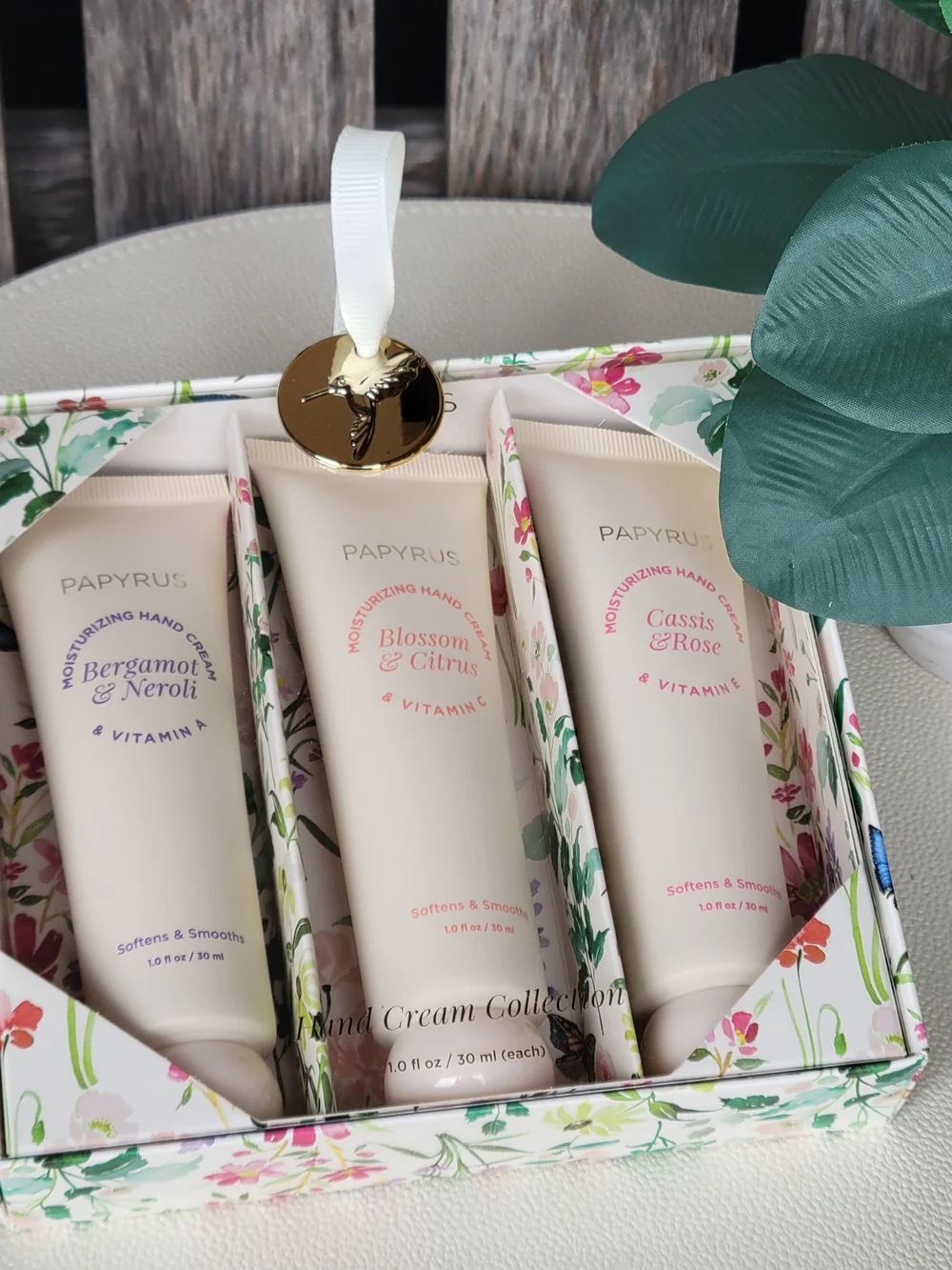 Papyrus Floral Hand Cream Trio- Bergamot & Neroli, Blossom  Citrus, Cassis Rose